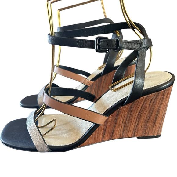 Sanctuary Wink Leather Ankle Strap Wood Grain Wedge Sandals NEW 10 - Picture 7 of 11